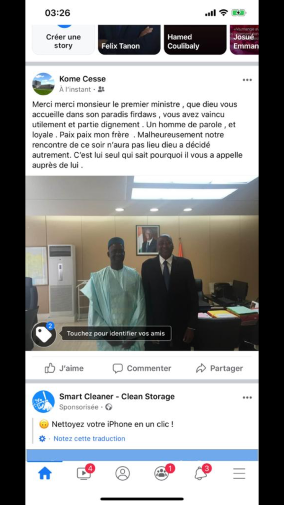 Côte d’Ivoire-Mali: L’hommage émouvant de l’entrepreneur malien Cesse KOMÉ à son ami et frère Amadou Gon COULIBALY